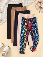Toddler Girls' 5 Packs Pull on Leggings Pants