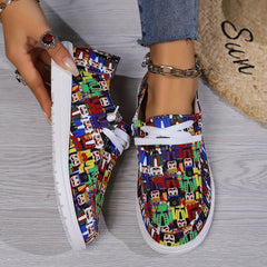 Women's Outdoor Flat Skateboard Shoes with Small Figure Pattern