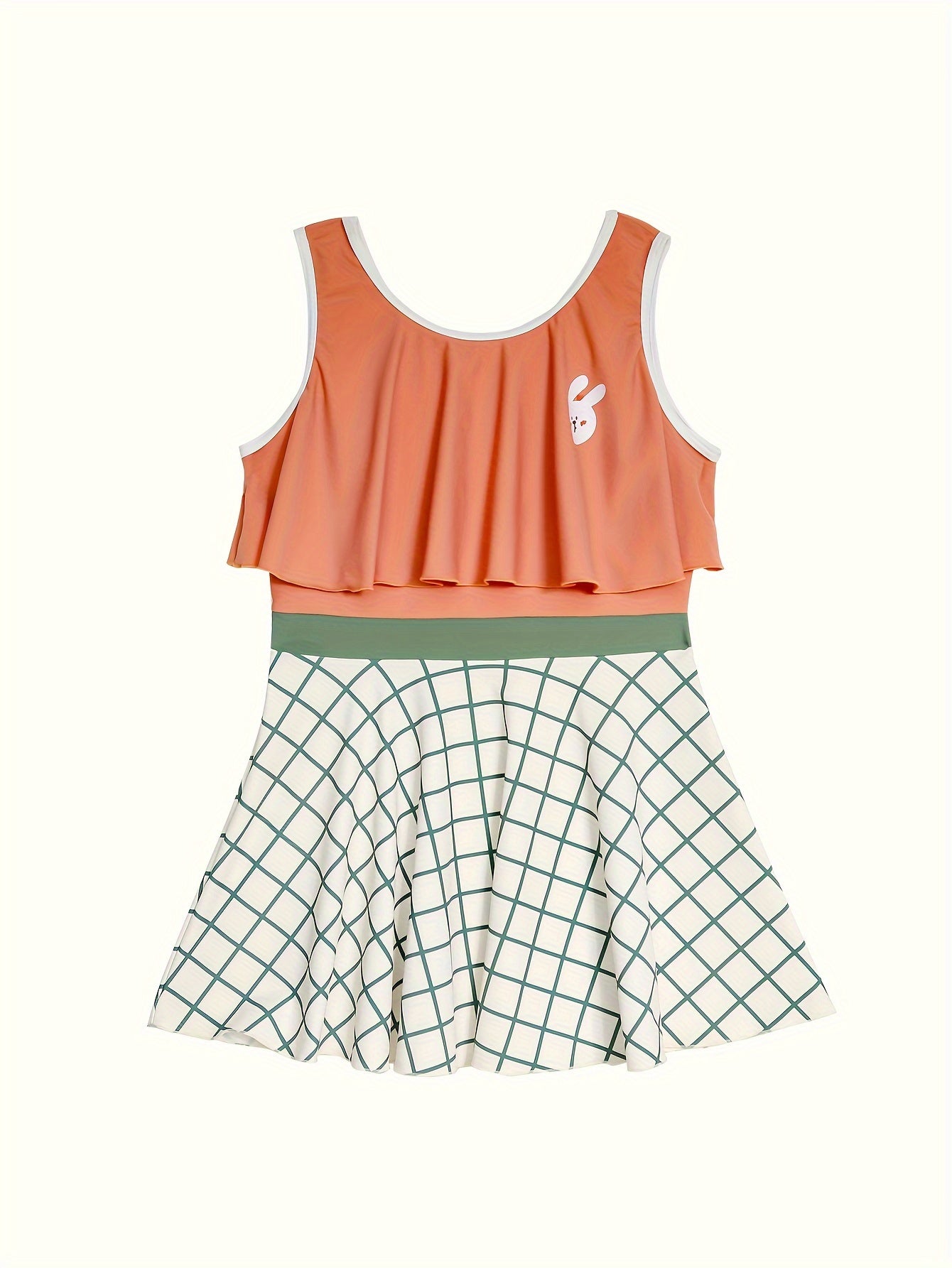Girls Ruffle Trim Sleeveless Swimwear Bathing Suit Summer Clothes