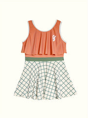 Girls Ruffle Trim Sleeveless Swimwear Bathing Suit Summer Clothes