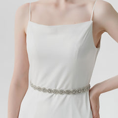Hand-Stitched Rhinestone Girdle Bridal Belt for Wedding Dress