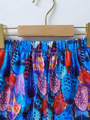 Boys Feather Print T shirt & Shorts 2pcs Loungewear Pajamas
