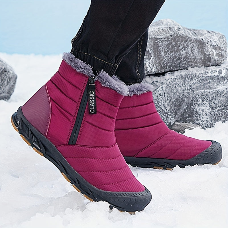 Women's Plush Thermal Snow Boots Side Zipper Non-slip Winter Ankle Boots