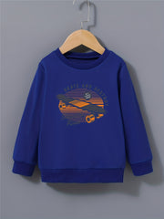 Cartoon Skateboard Letter Print Kid's Sweatshirt Long Sleeve Top
