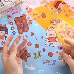 1pc Cartoon Bear And Rabbit Planner Sticker Waterproof Decorative Sticker