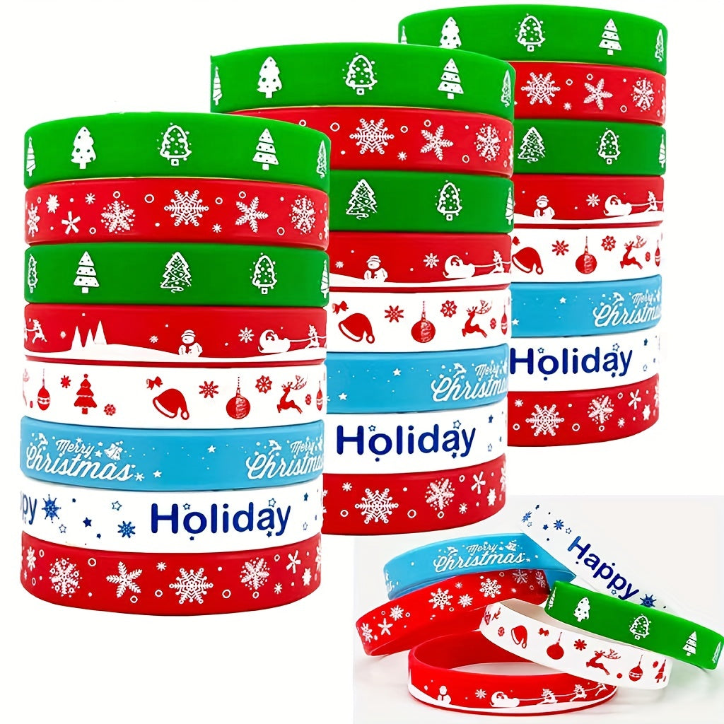 3 Christmas Series Rubber Wristbands Silicone Bracelets Stretch Wristbands Women
