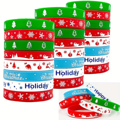 3 Christmas Series Rubber Wristbands Silicone Bracelets Stretch Wristbands Women