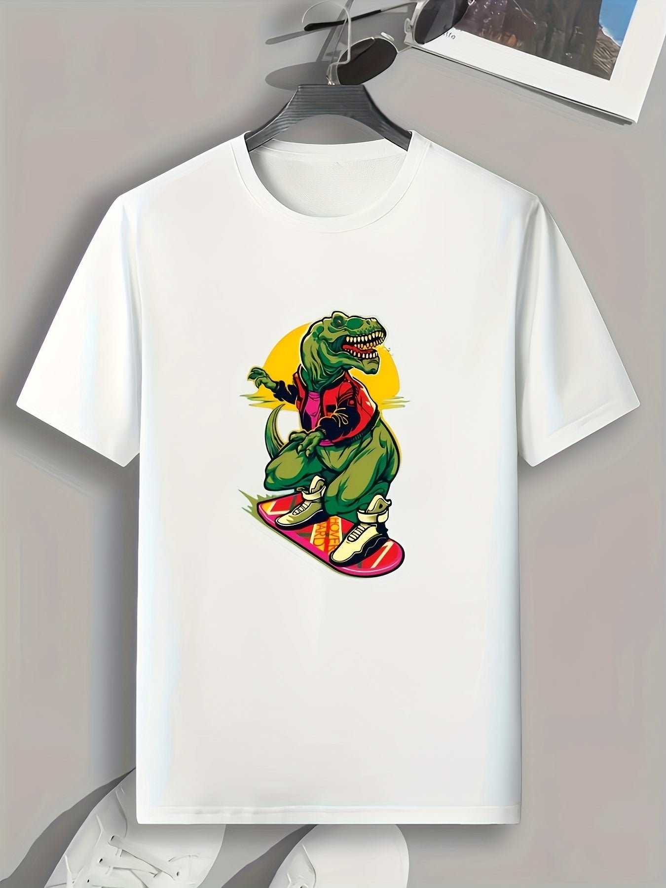 Dinosaur Print Graphic Tee for Men