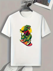 Dinosaur Print Graphic Tee for Men