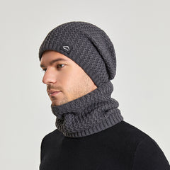 Wool Winter Knit Hat Earmuffs Set for Men and Women