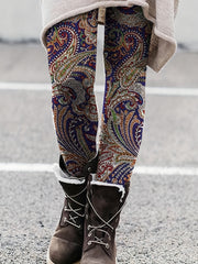 Paisley Print Skinny Leggings High Waist Casual Leggings