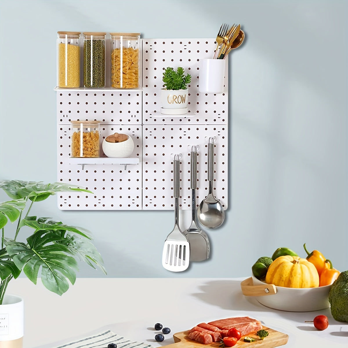 1pc Plastic Pegboard With 1 Inch Hole Spacing Storage Rack