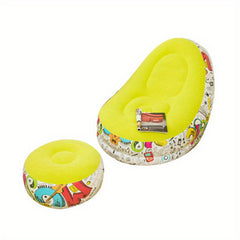 Flocking Inflatable Deck Chair Lounger Sofa for Indoor Living Room Bedroom