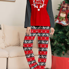 Christmas Pajama Set Women's Reindeer & Stripe Print Top & Pants