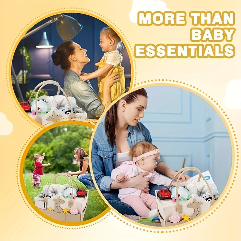 Faux Fur Diaper Caddy Organizer Portable Storage Basket - Home & Travel