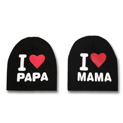 2pcs I LOVE PAPA MAMA Cotton Beanie Hat for Baby Boys and Girls