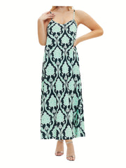 Floral Print V Neck Maxi Dress