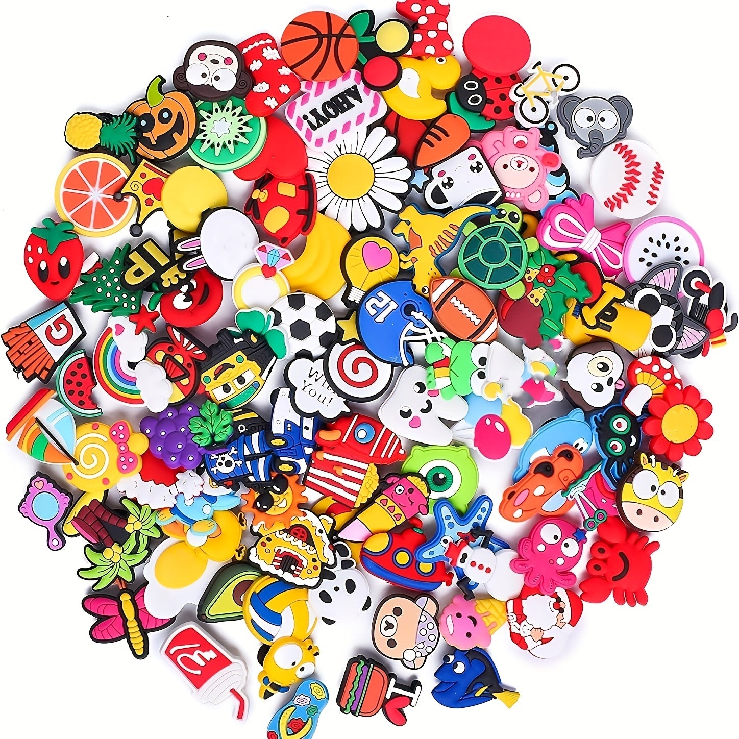 70 Pcs Random PVC Shoe Charms Garden Shoes Wristband Bracelet Docreation