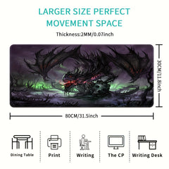 Dark Fantasy Dragon Large Gaming Mouse Pad Anti Slip Washable Rubber Mouse Pad