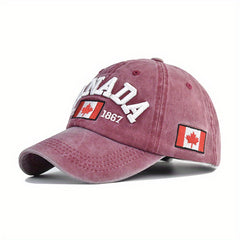 Canada Embroidery Baseball Cap Vintage Maple Leaf Flag Distressed Dad Hat