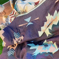 Outdoor Picnic Mat Ethnic Style Tassel Sofa Blanket for Camping Beach