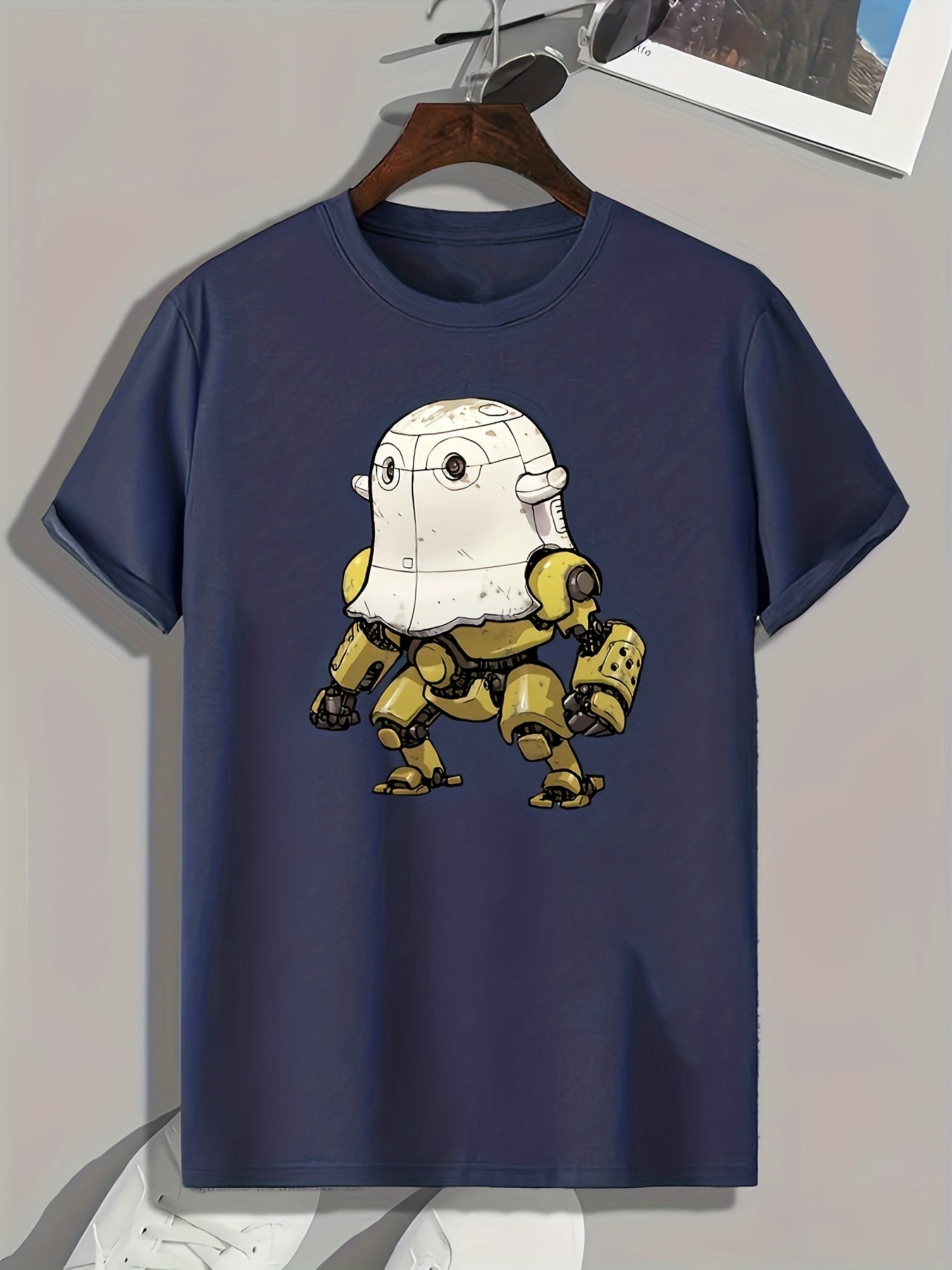 Robotic Cartoon Print Men's Graphic T-shirt - Casual Comfy Tee