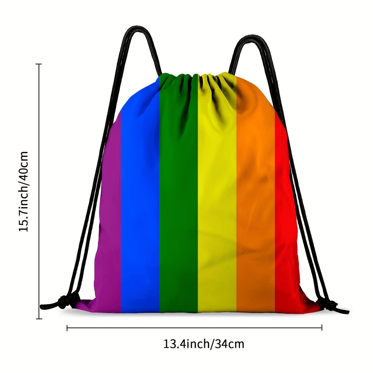 Rainbow Stripe Drawstring Backpack Waterproof Gym Bag