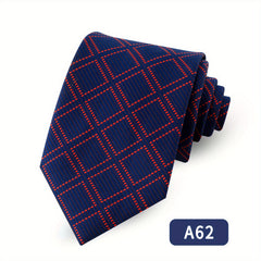 Men's Striped 15in Tie Dark Earth Yellow Wine Red