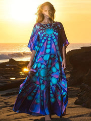 Boho Abaya Dress Women's Plus Graphic Print Batwing Sleeve