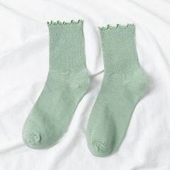 5 Pairs Teenage Girls Candy Lace Crew Socks For All Seasons