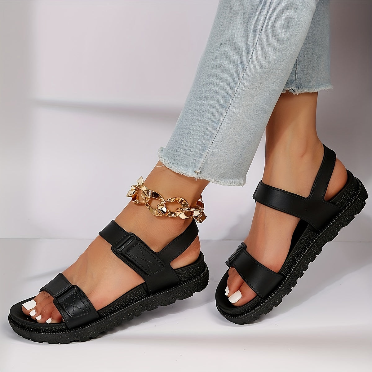 Women's Platform Sandals Hook And Loop Fastener Sports Sandals