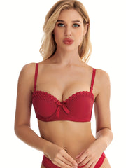 2pcs Lace Push Up Bras Comfy & Breathable Women's Lingerie