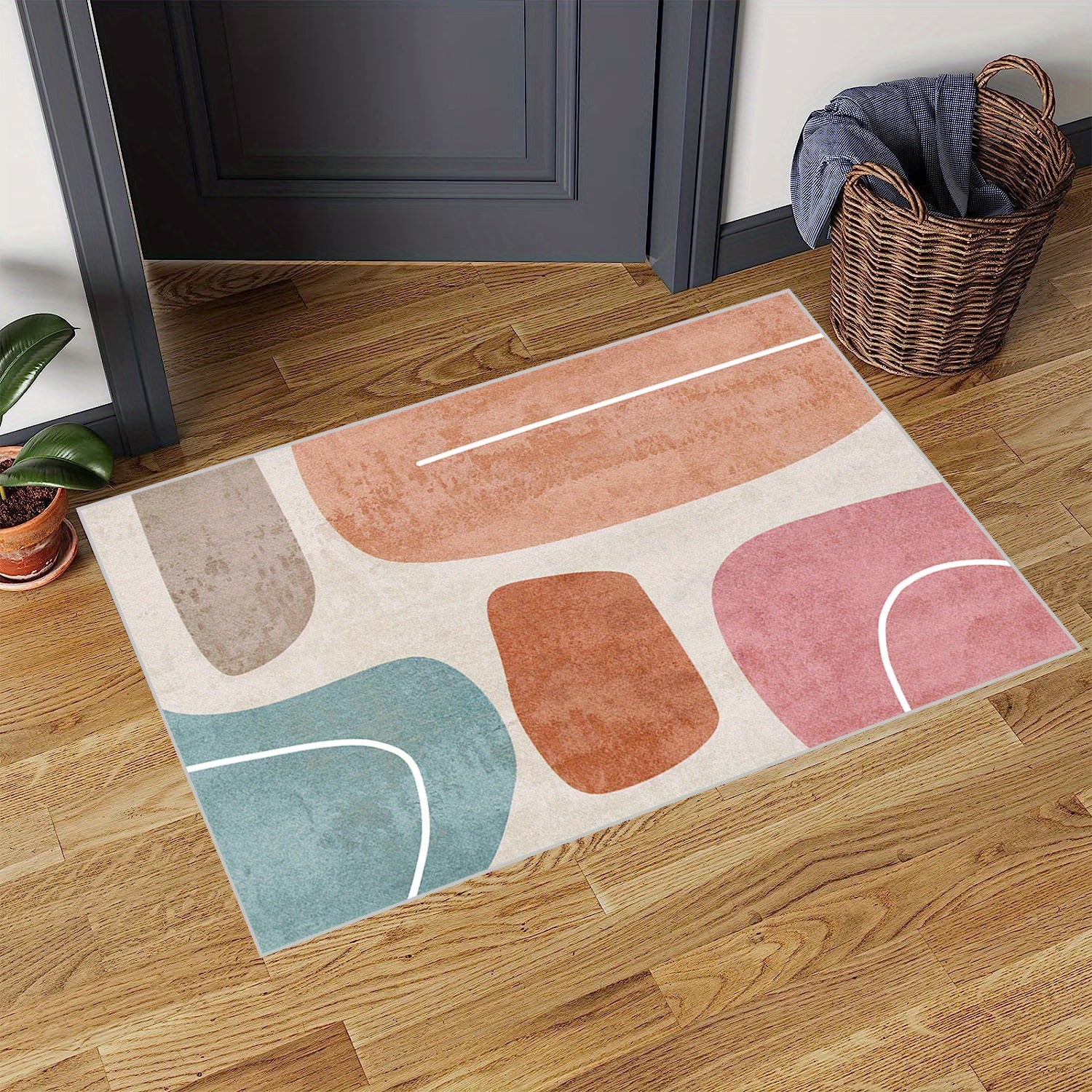 Irregular Pattern Door Mat - Anti Slip Rubber Back, Easy to Clean