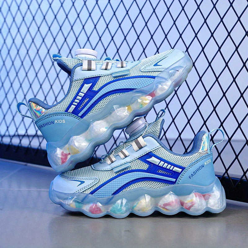 Boys Casual Mixed Sneakers Rotating Button Lightweight Anti Slip Sneakers