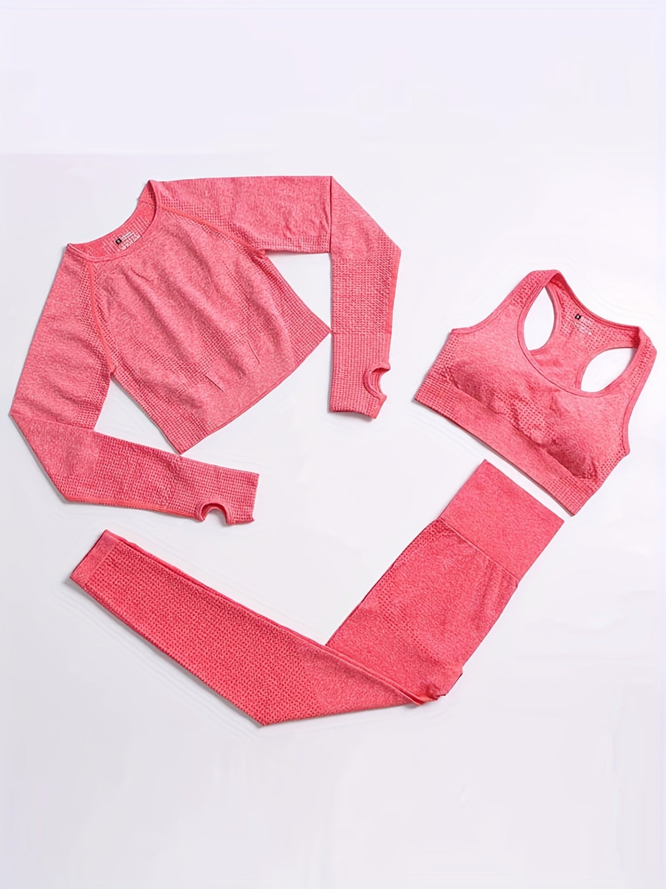 Women's Solid Yoga Sports Set Racer Back Sports Bra Crop Top and Leggings
