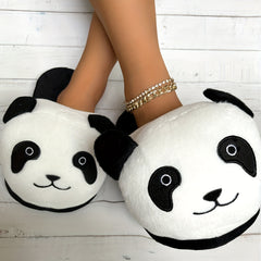 Women's Cartoon Animal Novelty Slippers Round Toe Fluffy Non-slip Home Shoes