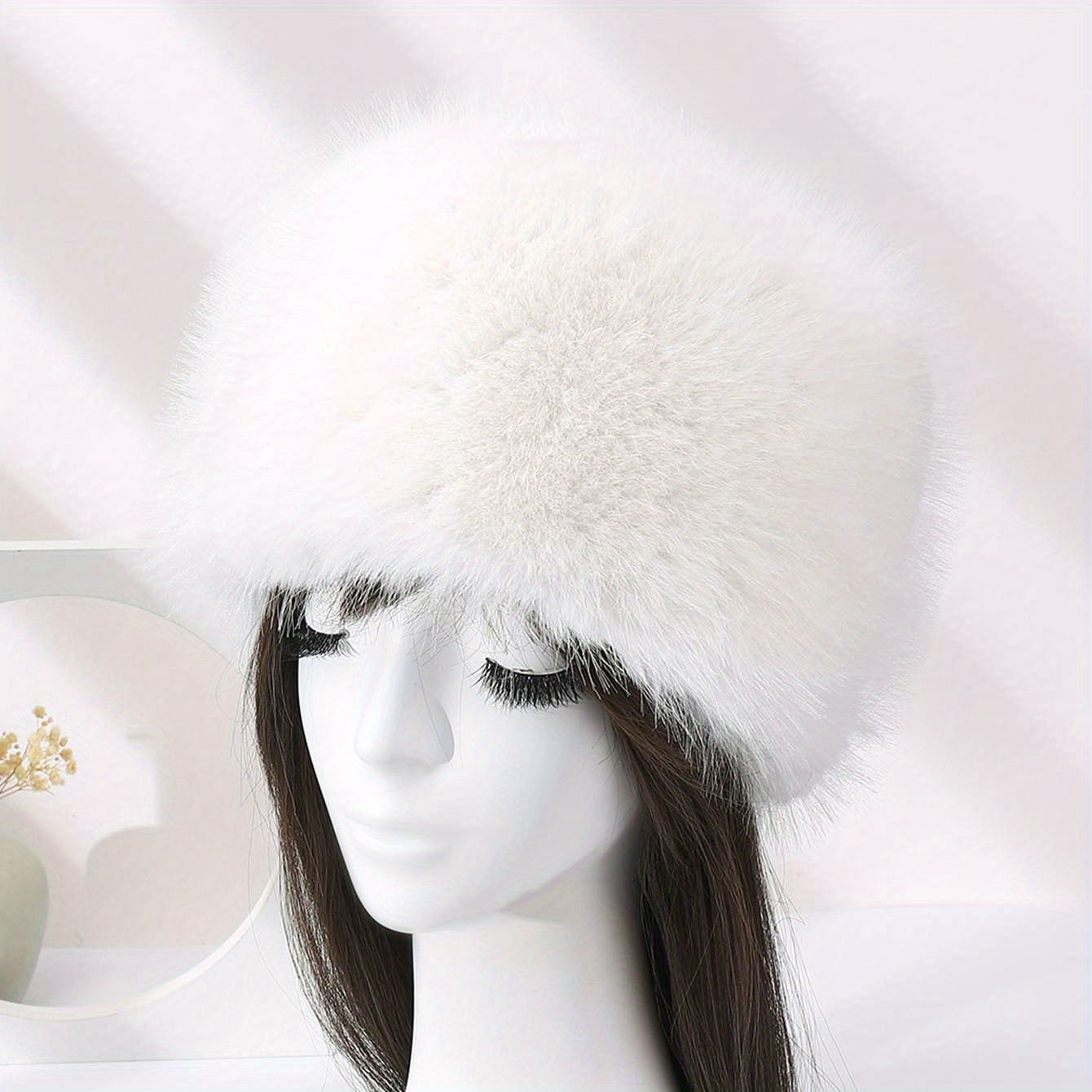 Warm Faux Fur Bucket Hat Soft Coldproof Beanie for Women