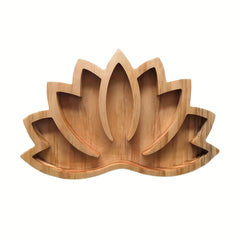 Lotus Shaped Wooden Tray for Crystals Display and Storage