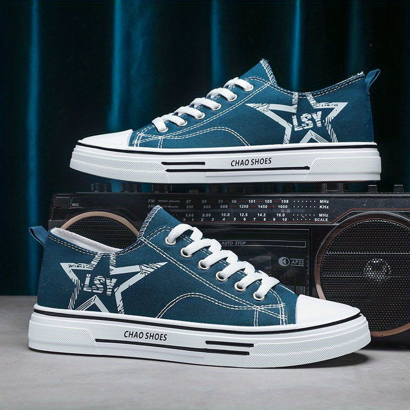 Men's Star Print Canvas Low Top Sneaker