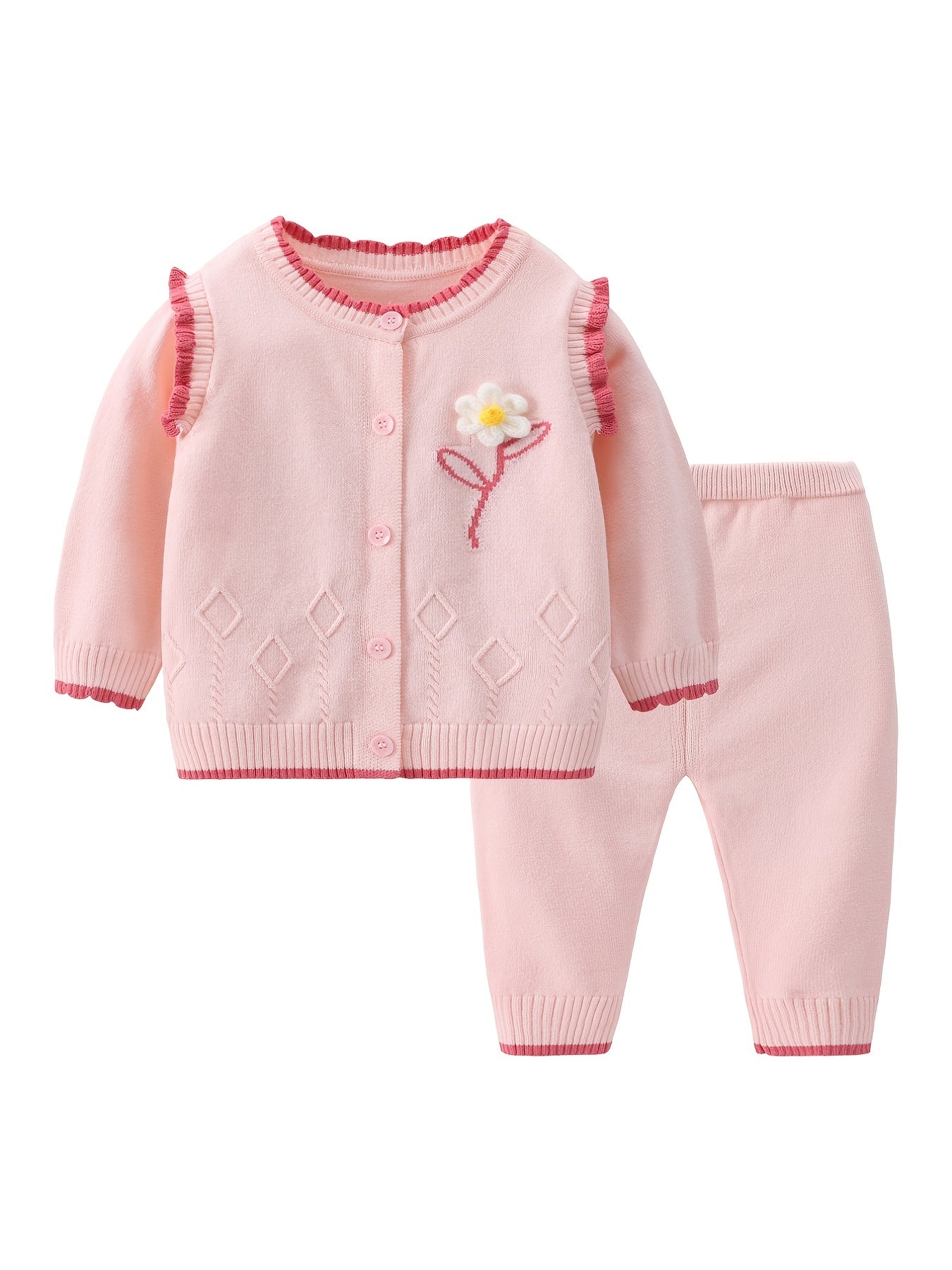 2pc Baby Girls Floral Long Sleeve Cardigan & Pants Set
