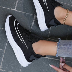 Women's Lace Up Running Shoes Breathable Athletic Sneakers