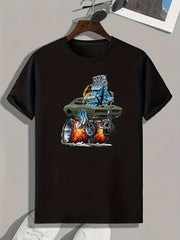 Ablaze Car Print Men's Graphic T shirt for Summer