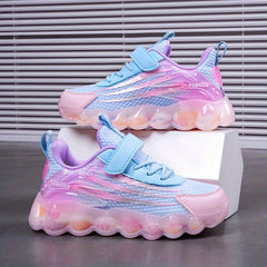 Girls' Hook and Loop Fastener Running Shoes Breathable Sneakers