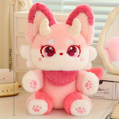 Devil Fox Plush Toy Soft Pink Stuffed Animal with Companion Bedtime & Home Decor