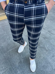 Vintage Style Plaid Slacks Men s Casual Slightly Stretch Pants