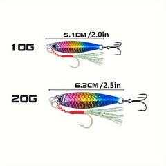 6pcs Fishing Jigs 3D Eyes Metal Spoons Long Casting Hard Bait Treble Hook