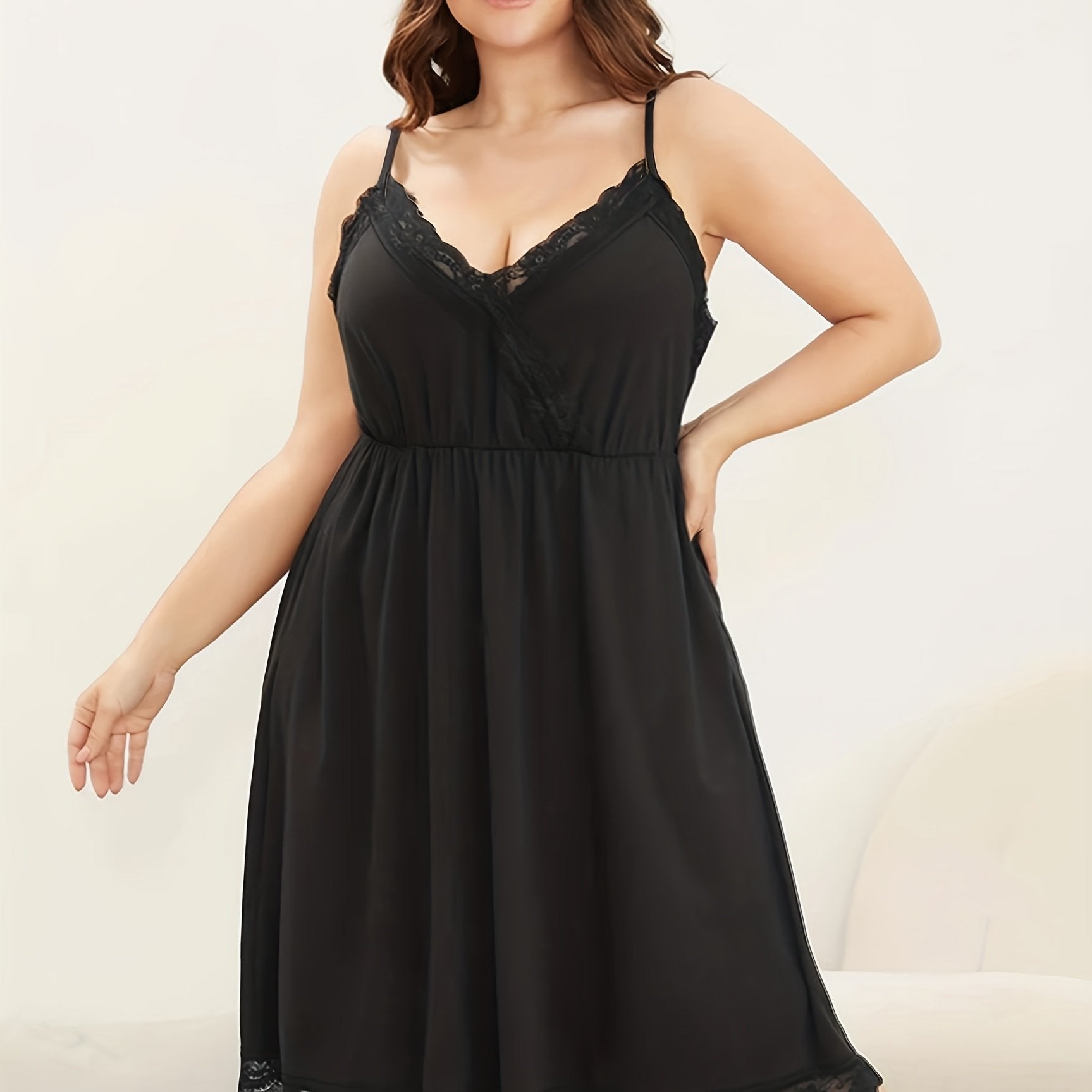 Contrast Lace V Neck Nightdress
