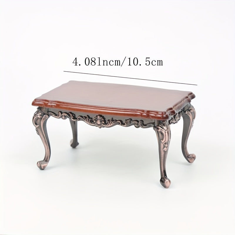 1:12 Dollhouse Furniture Retro Alloy Wooden Large Table Tea Table