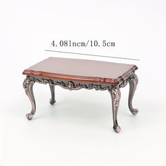 1:12 Dollhouse Furniture Retro Alloy Wooden Large Table Tea Table
