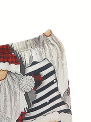 Santa Claus Pattern Leggings High Waist Boho Skinny Winter Women's Clothing